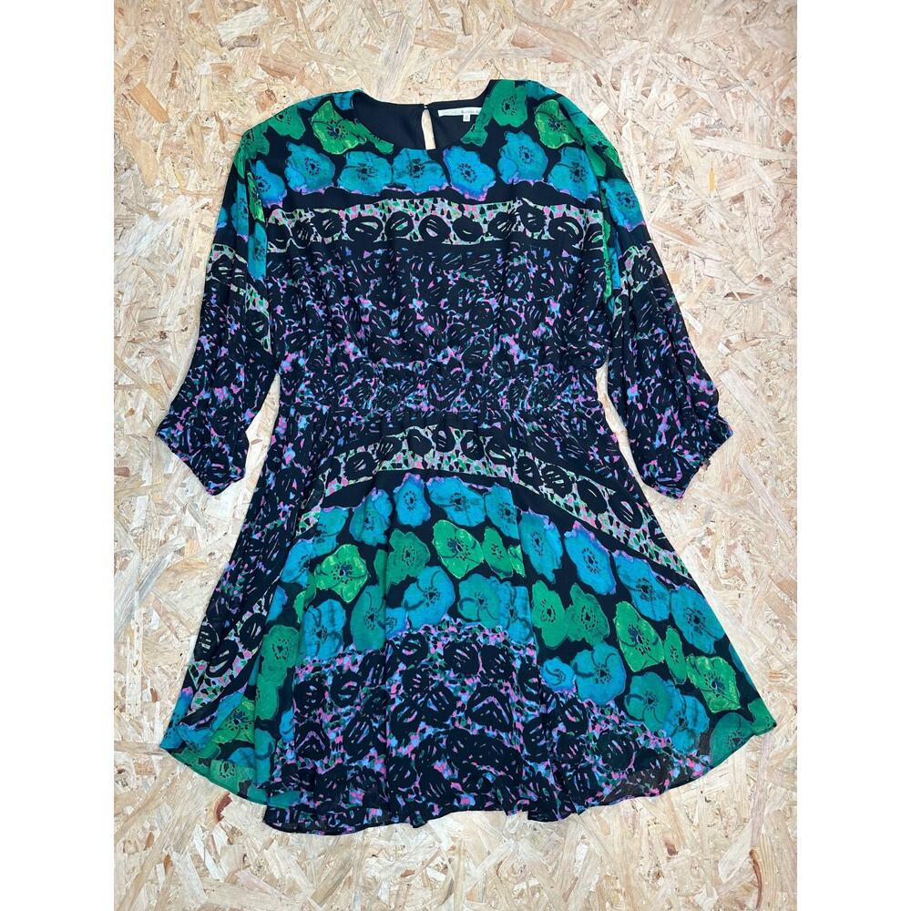 Rachel Roy Women’s Black Floral Long Sleeve Midi Dress Sz 2XL